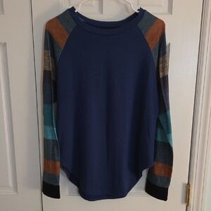 Colorful Striped Sleeve Raglan Shirt